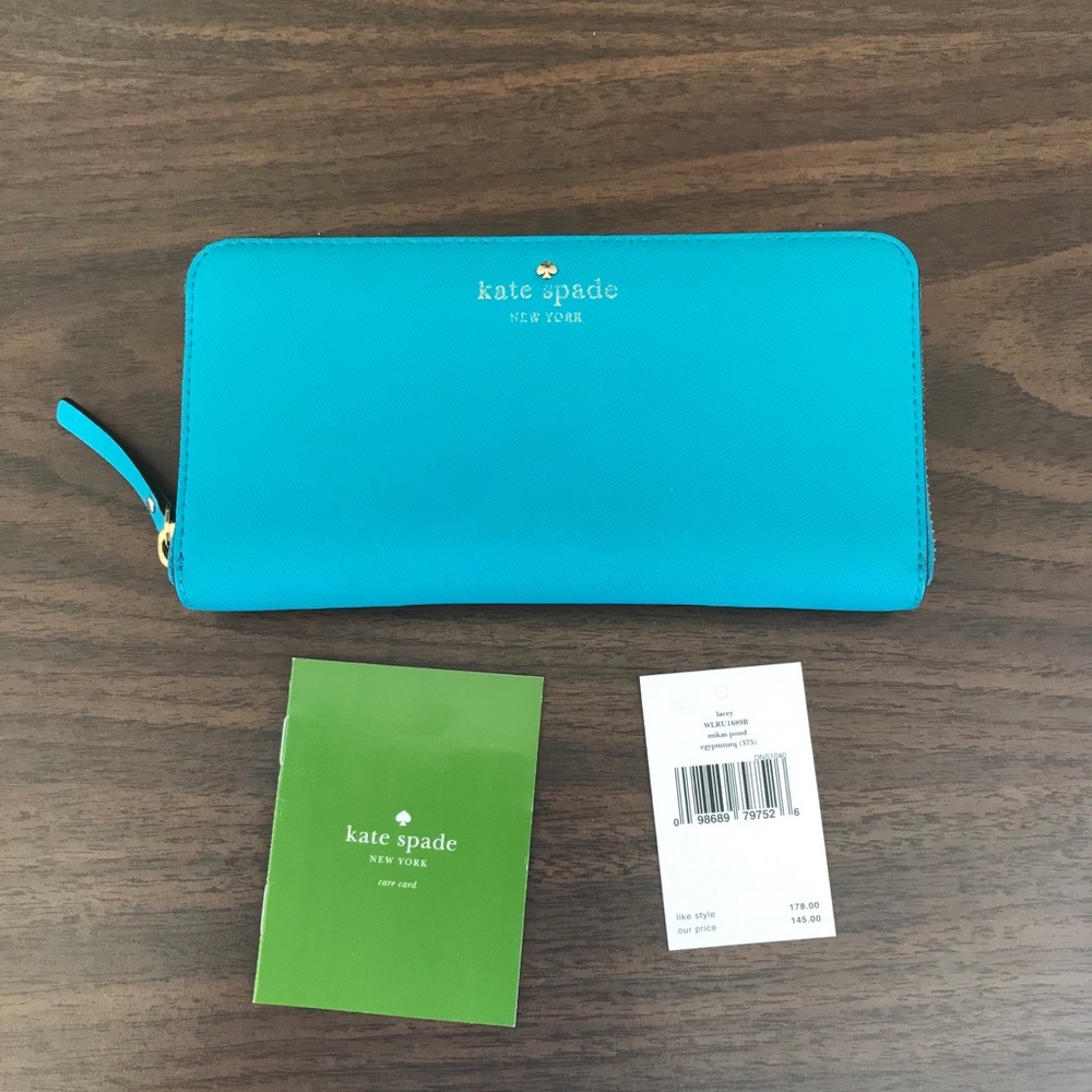 Kate Spade Lacey Mikas Wallet Turquoise EUC